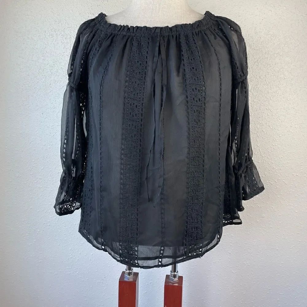 NWT INC International Concepts Tribal Black Top Size S